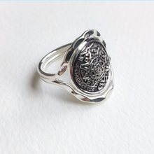 Load image into Gallery viewer, Silver aztec calendar ring